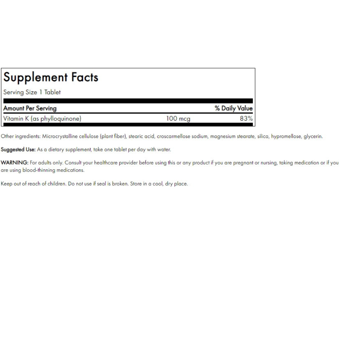 Vitamin K1 100mcg
