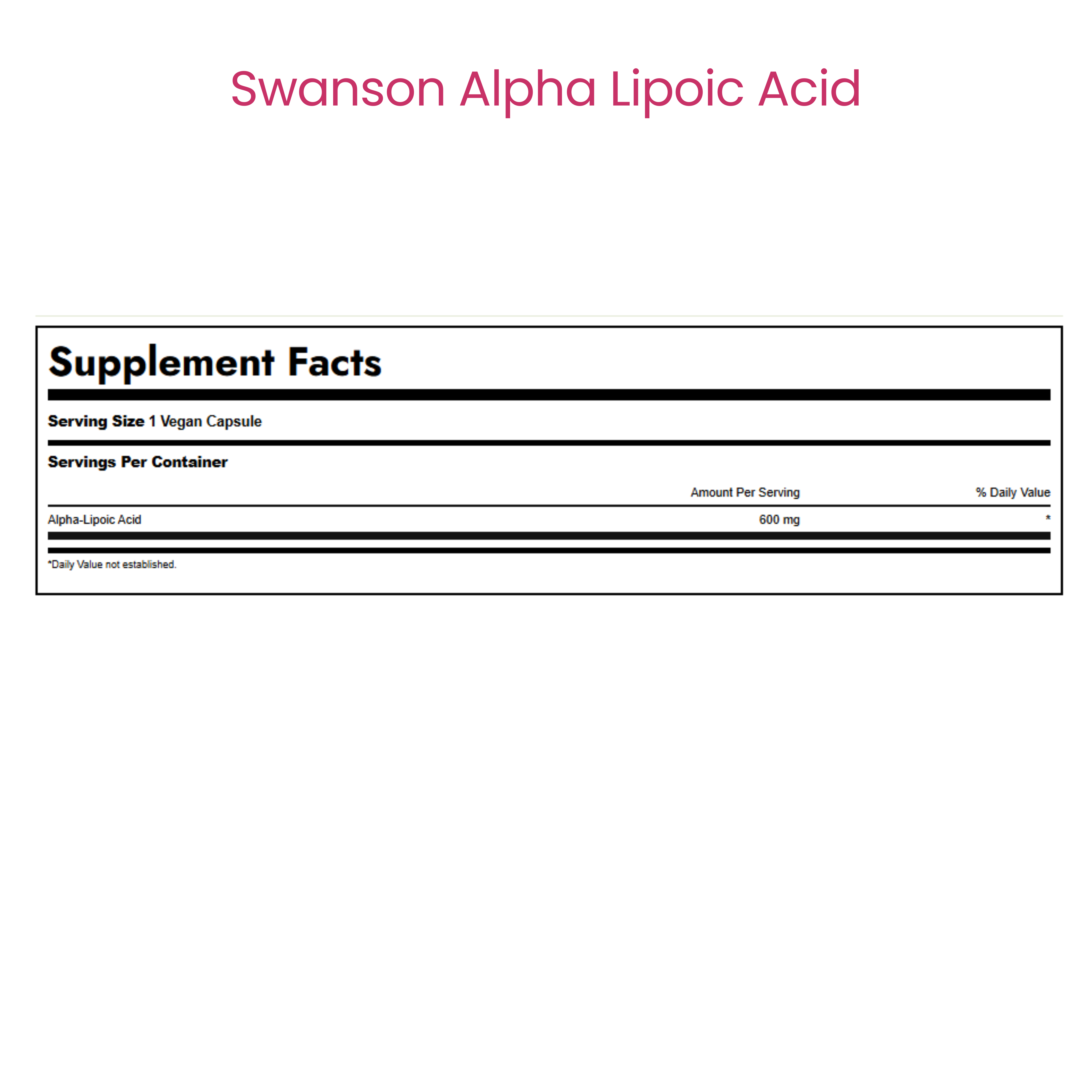 Alpha Lipoic Acid (ALA)
